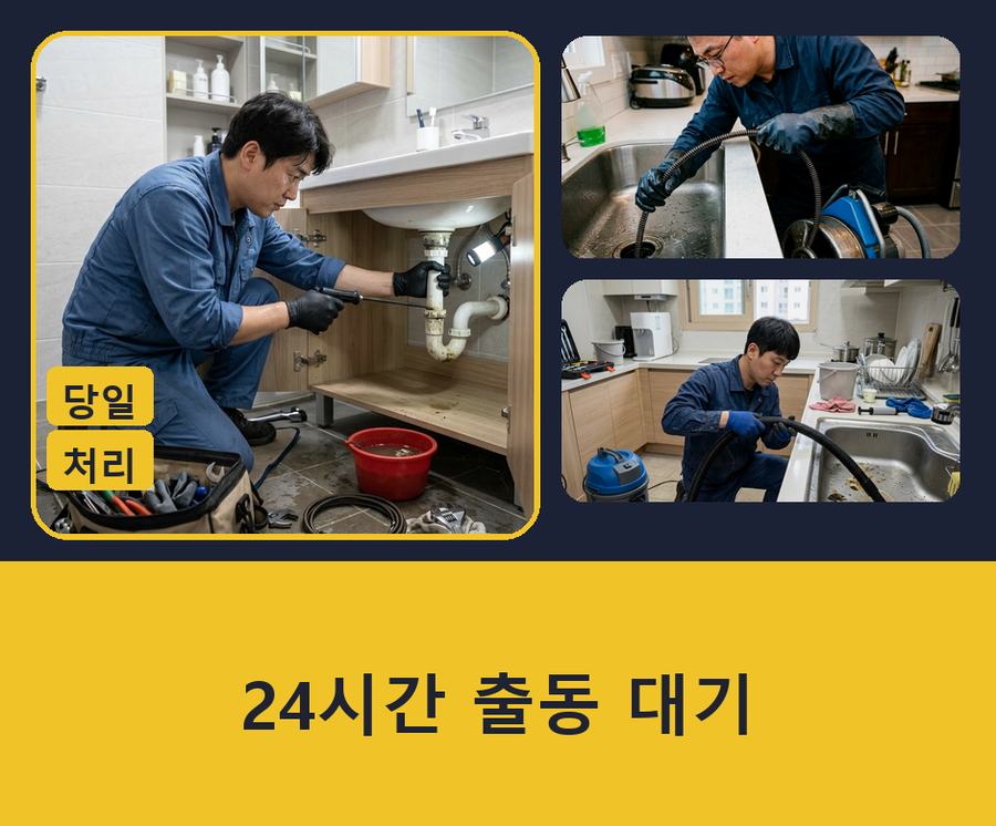부천시오정구 내동 배수구막힘 가격 안내 현장 작업 사진 - 배관해결사