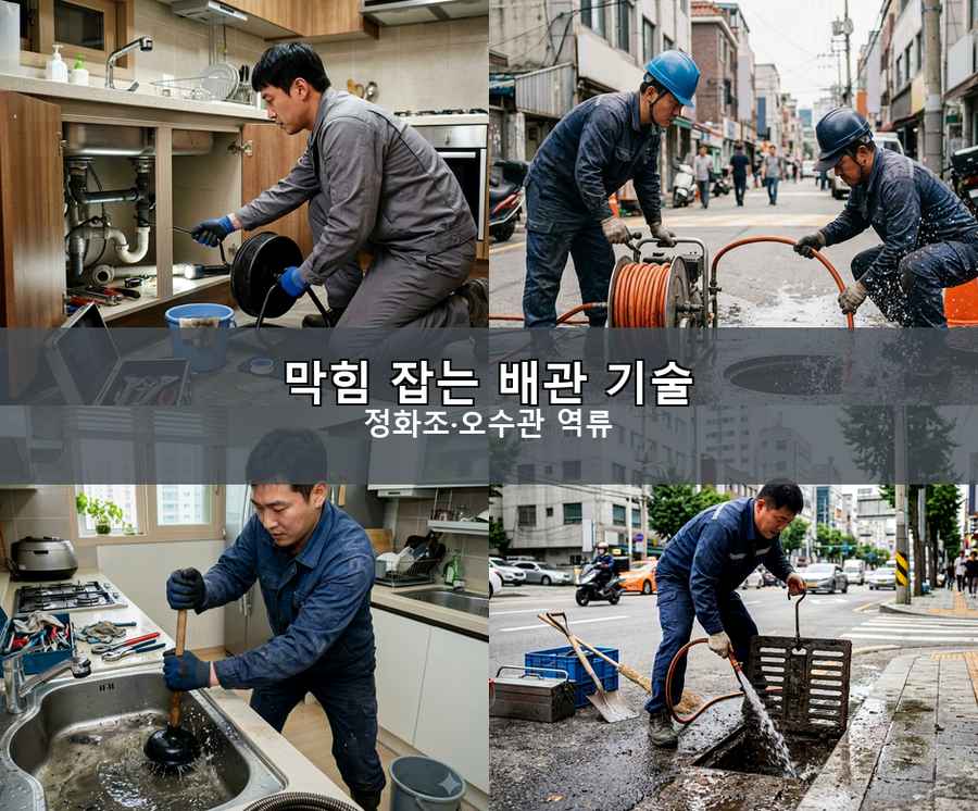 서울 성북구 동선동 하수구막힘 고압세척·관통 작업 모습