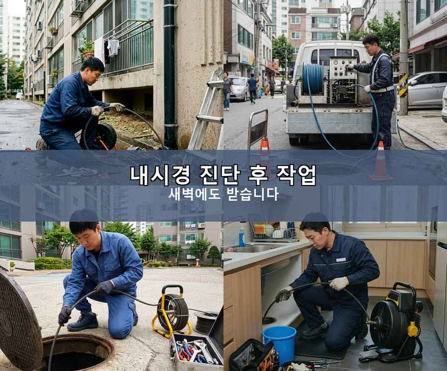 서울 종로구구 기동 배수구막힘 고압세척·관통 작업 모습