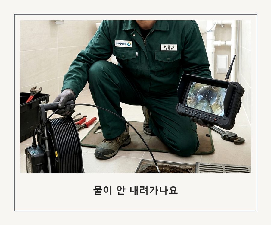 동두천시 동두천동 배수구막힘 긴급출동 현장 작업 사진 - 배관해결사