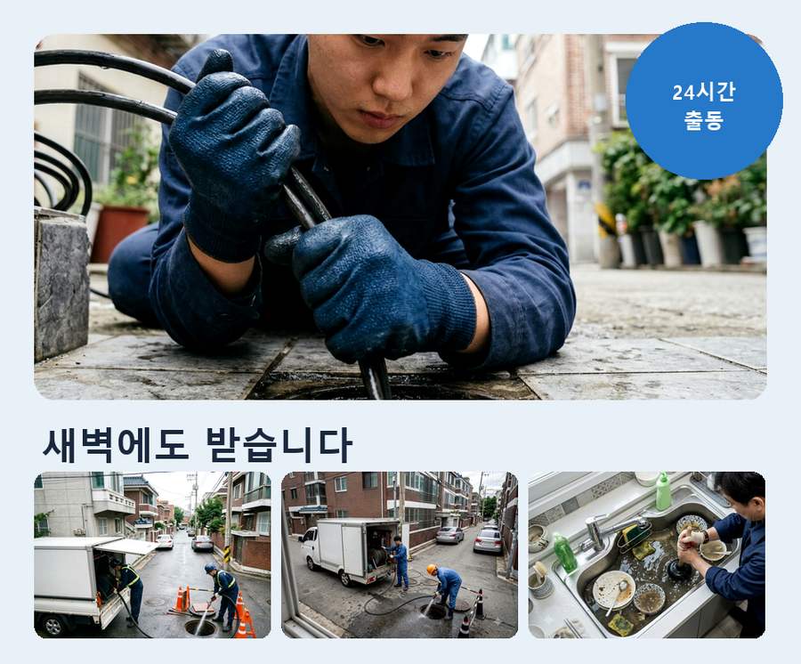 서울 강동구 강일동 변기막힘 고압세척·관통 작업 모습
