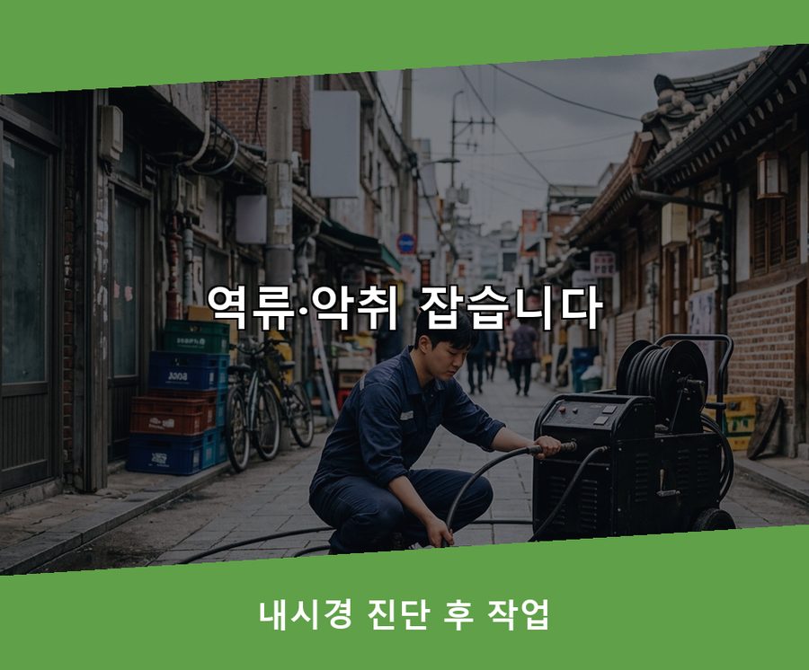 서울 구로구구 로동 배수구막힘 고압세척·관통 작업 모습
