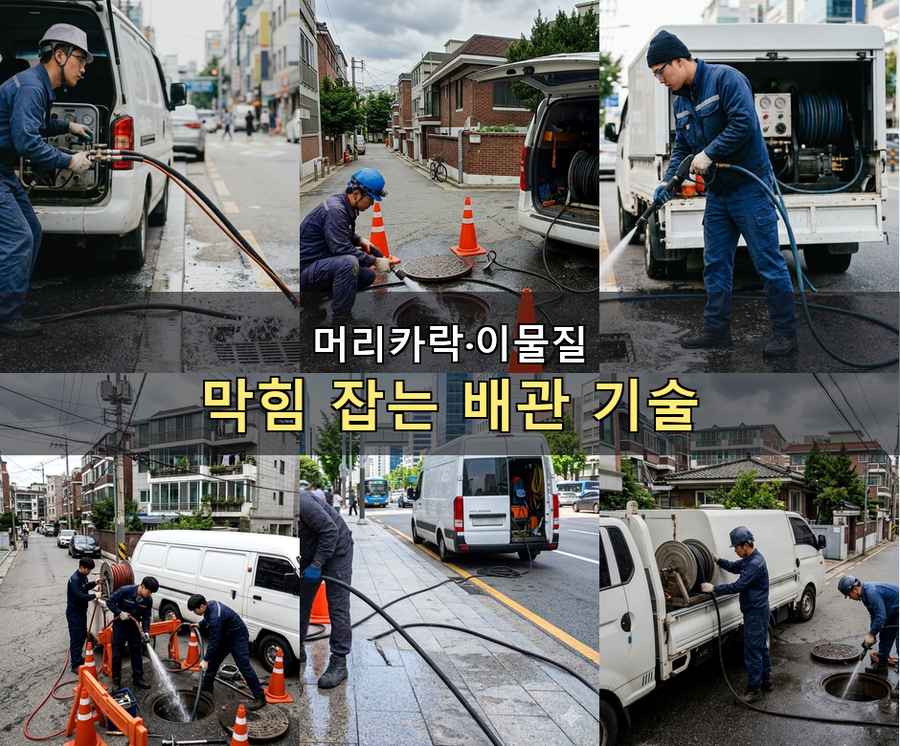서울 구로구구 로동 오수관막힘 고압세척·관통 작업 모습