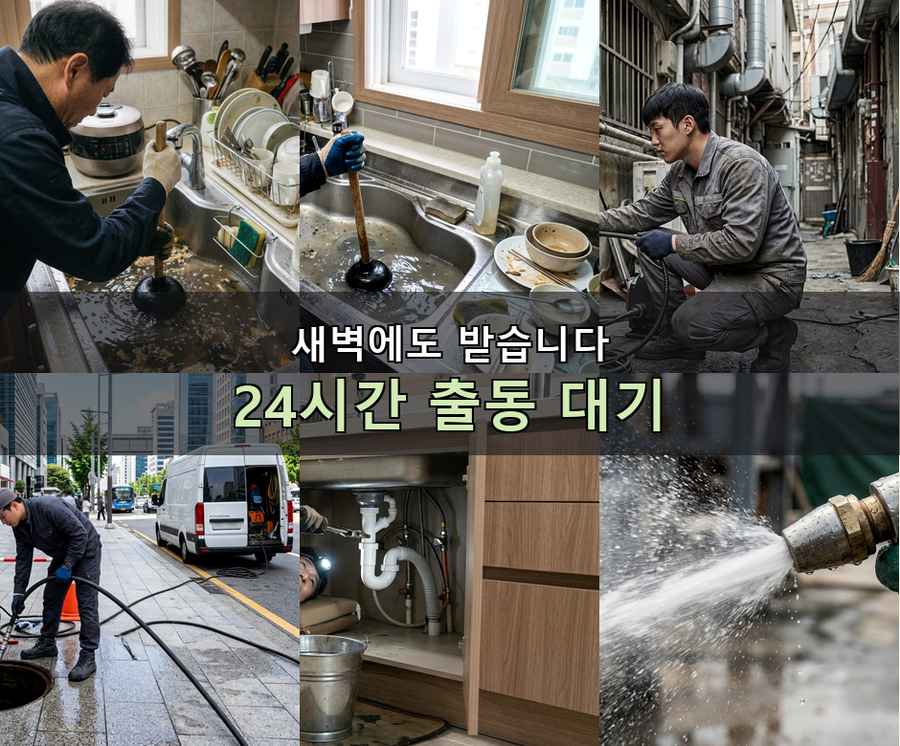 서울 종로구구 기동 오수관막힘 고압세척·관통 작업 모습