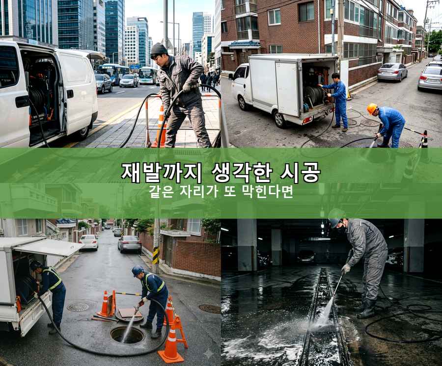 서울 종로구 견지동 변기막힘 고압세척·관통 작업 모습