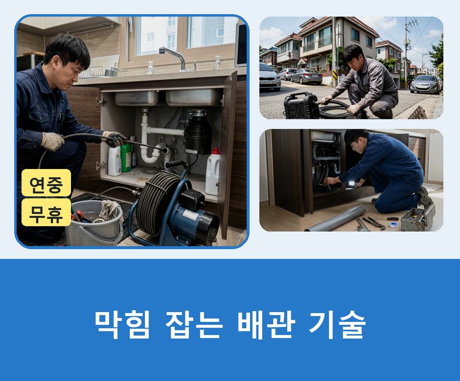 용인시기흥구구 갈동 배수구막힘 비용 현장 작업 사진 - 배관해결사