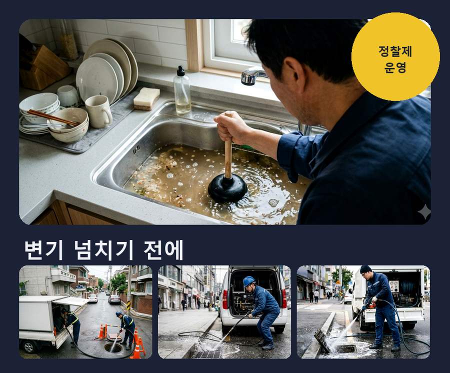 서울 종로구 가회동 싱크대막힘 야간 출동 현장 작업 사진 - 배관해결사
