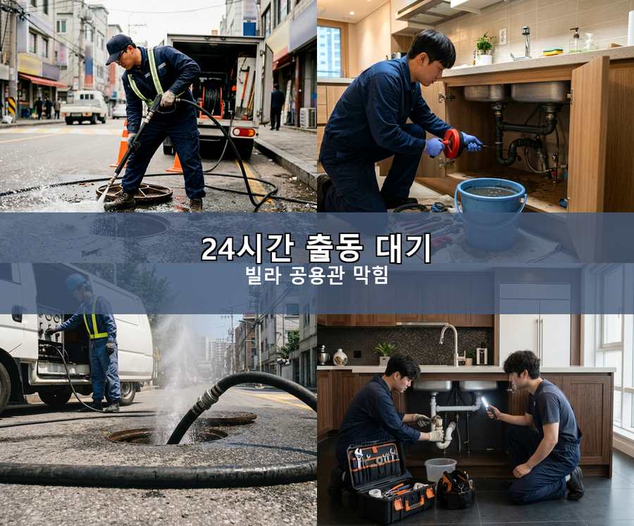 수원시팔달구 교동 싱크대막힘 야간 출동 현장 작업 사진 - 배관해결사