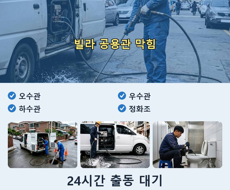 서울 구로구구 로동 싱크대막힘 고압세척·관통 작업 모습