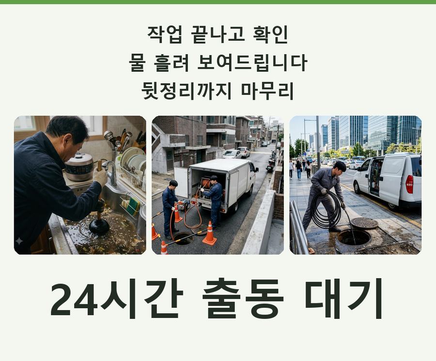광명시 광명동 싱크대막힘 야간 출동 현장 작업 사진 - 배관해결사