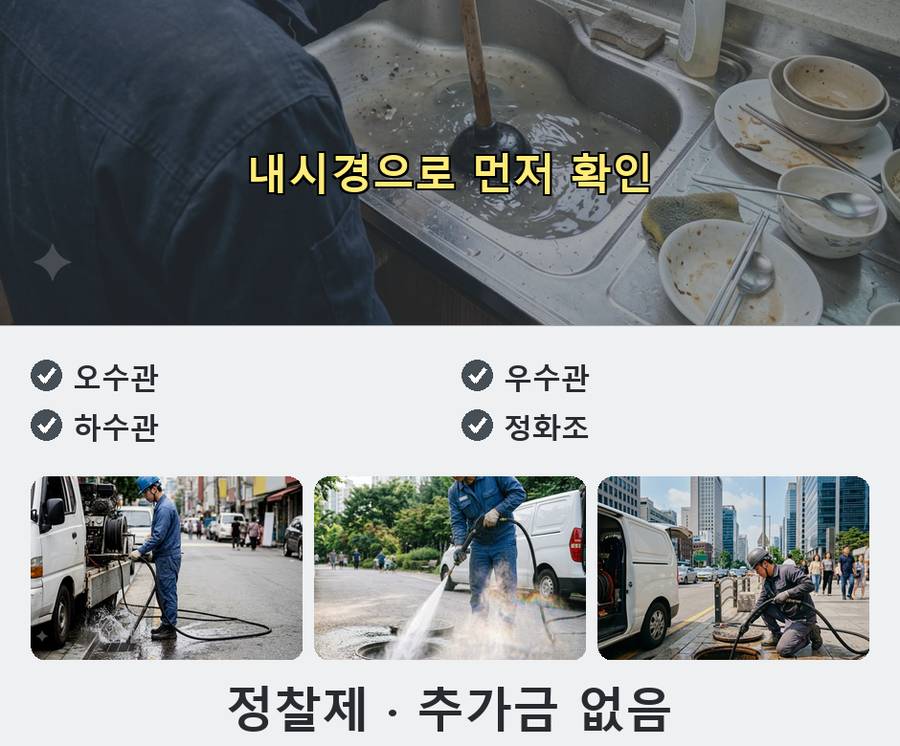 의정부시 가능동 하수구막힘 고압세척·관통 작업 모습