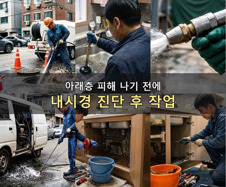 의정부시 가능동 싱크대막힘 업체 현장 작업 사진 - 배관해결사