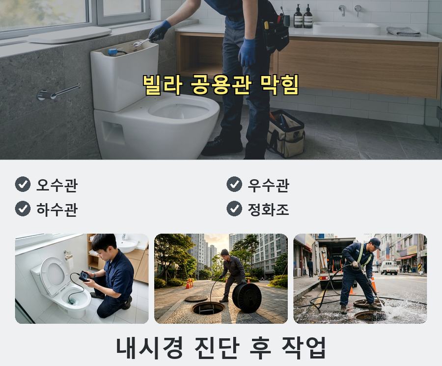 서울 성북구 길음동 하수구막힘 업체 현장 작업 사진 - 배관해결사